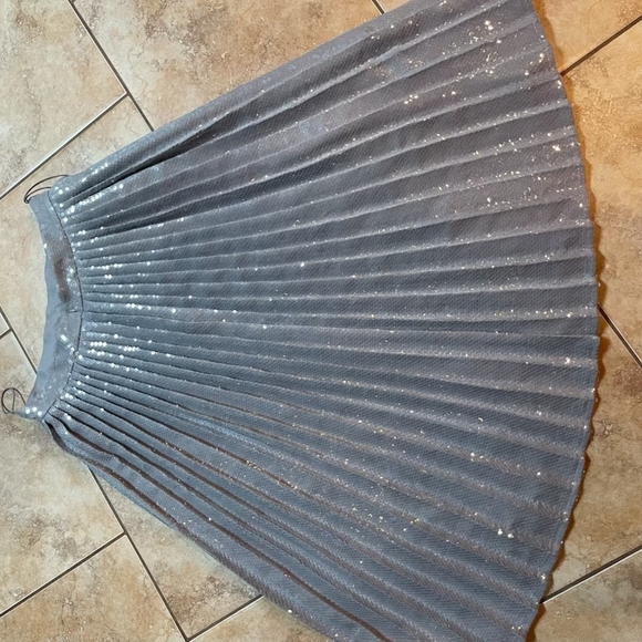 Brandon Maxwell Metallic Silver A-Line Skirt - Picture 5 of 5